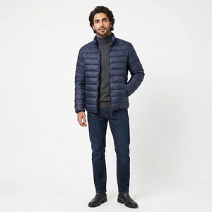 Custom Logo Casual Windproof Stand Collar Puffy Jackets Men's Hooded <b>Padded</b> Warm Autumn Zip Puffer Coat - Product Image 1