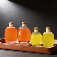 Bouteilles en verre transparentes givrées de 125 ml, 250 ml, 500 ml pour brandy, tequila, whisky, boissons énergisantes avec bouchons