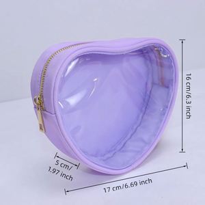 Bolsa de Maquillaje Ligera de PVC Ecológica para Mujer, con Estampado de Corazones, Impermeable, con Cierre, Organizador Transparente Personalizado - Product Image 6