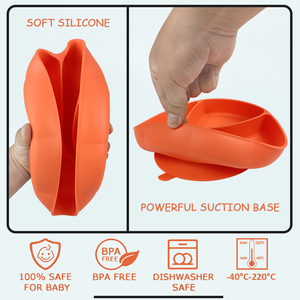 Assiette pour tout-petits en silicone sans BPA, à compartiments, avec base à ventouse, écologique, facile à nettoyer, pour repas d'enfants, vente en gros, faible MOQ - Product Image 4