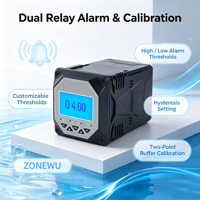 Sonde de pH RS485 4-20mA IP68 ATC, contrôleur de pH en ligne avec double alarme par relais pour la surveillance des liquides industriels