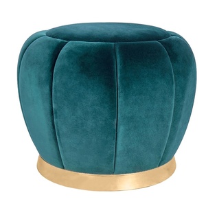 <strong>Small</strong> Round Fabric <strong>Stool</strong> with Golden Base for <strong>Foot</strong> <strong>Stool</strong> Use - Product Image 6
