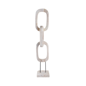 Scultura a catena in teak, opera d'arte in legno con elementi collegati su supporto per decorazioni per la casa - Product Image 1