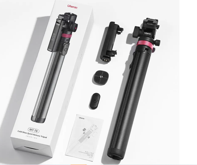 Ulanzi MT-78 Quick-Release Tripod with Cold Shoe Mount 1.85M Height for Selfie Vlogging Live Photograph with Flexible Ball Head