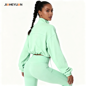 Felpa con cappuccio personalizzata per il Fitness <span class=keywords><strong>Oversize</strong></span> con cerniera con cappuccio da <span class=keywords><strong>donna</strong></span> sportiva in pile per allenamento sportivo giacca da <span class=keywords><strong>donna</strong></span> - Product Image 4