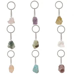 Original Crystal Healing Stone Keychain Custom Rough Stone Keychain Accessory with Custom Logo