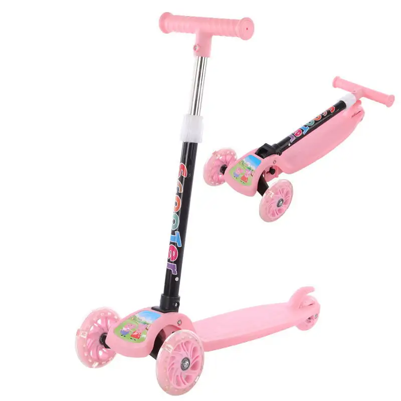 Çocuk Scooter çocuklar 3 tekerlekler 4 ayarlanabilir yükseklik Kids 'ekstra geniş PU Light-Up tekerlekler ile itme skuter