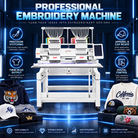 Machine à broder à 2 têtes pour t-shirts et tissus plats, machine à broder informatisée à grande vitesse avec système Dahao