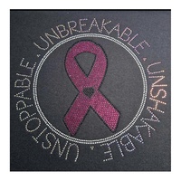 Vinyle thermocollant à paillettes Ruban Rose Papillon Survivant, transfert de strass, fixation à chaud, pour la lutte contre le cancer du sein