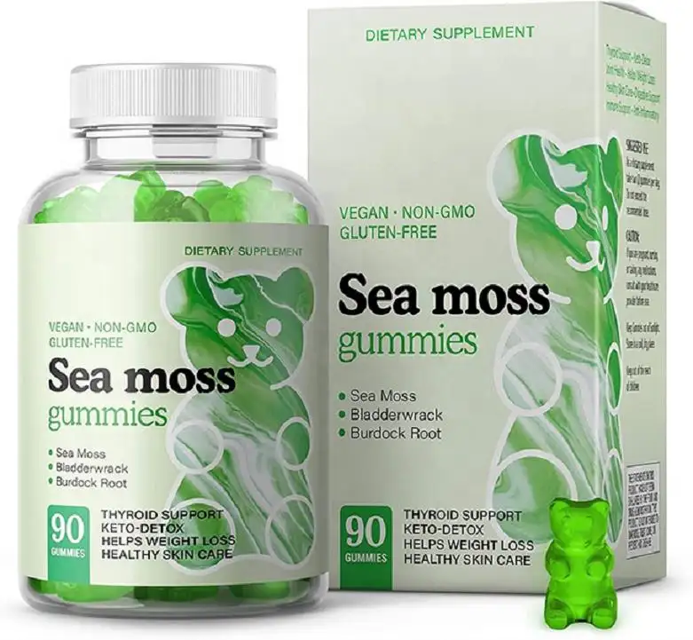 Private Label Organic Irish Bulk Bladderwrack Burdock Root Elderberry Vegan Seamoss Sea Moss Gummies