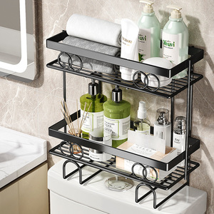 Étagère de rangement multifonctionnelle à 3 niveaux pour toilettes, étagères flottantes murales, meubles tendance - Product Image 3