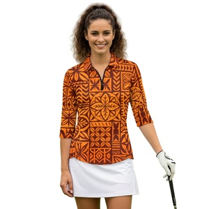 Ropa Hawaiana con Estampado Personalizado, Top Deportivo Casual con Media Cremallera y Estampado de Flores Naupaka, Manga 3/4 para Mujer - Product Image 4