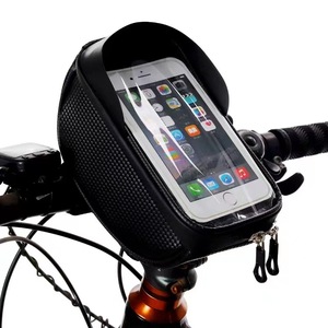 Bicycle Handlebar Bag 1.5L Waterproof With Phone Pocket Universal Fit Casual Style <b>Adjustable</b> <b>Strap</b> Zipper Closure - Product Image 4