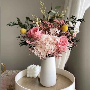 Arrangement <span class=keywords><strong>de</strong></span> roses éternelles personnalisé en vase - Fleurs séchées minimalistes pour bouquet <span class=keywords><strong>de</strong></span> mariée et centre <span class=keywords><strong>de</strong></span> table DIY, décoration <span class=keywords><strong>de</strong></span> fête bohème - Product Image 2