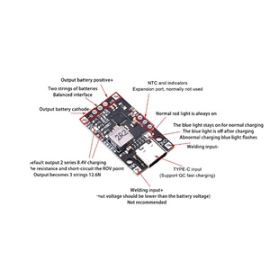 Módulo Boost de carga de batería de litio USB tipo C 2/3S BMS 15W 8,4 V 12,6 V 1.5A soporte equilibrado Placa de carga rápida - Product Image 3
