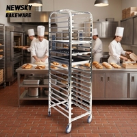 Chariot de rangement à 20 niveaux en acier inoxydable pour plateaux de cuisson, avec roulettes, pour refroidissement et stockage en cuisine commerciale et boulangerie