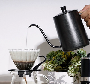 Factory Wholesale 304 Stainless Steel Pour-over Coffee Kettle Metal Handle Lid Fine Spout Long Neck Volume Markings 350ml Modern - Product Image 1