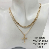 Collier pendentif croix XUPING en gros, multi-styles, imitation perle, double chaîne, empilable, réglable, bijoux religieux