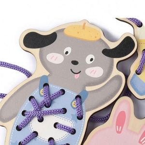 Cadeau d'anniversaire pour enfants : Jouets charmants, panneaux de cartes à lacer en bois en forme d'animaux mignons (dinosaures), ensemble d'activités de correspondance et de traçage - Product Image 5