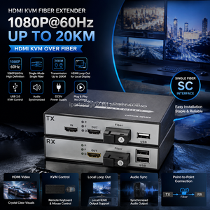Extenseur KVM HDMI sur fibre optique 1080P 60Hz USB2.0 Audio SC Monomode Dispositif optique TX RX Boîtier métallique Émetteur-récepteur optique HDMI - Product Image 6