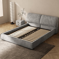 ATUNUS Industrielles Postmodernes Hochwertiges Schlafzimmermöbel Elefantenohr-Bett Stoff-Leder-Holz Bettgestell