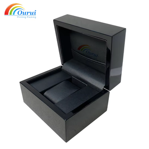 กล่องบรรจุภัณฑ์ไม้สั่งทำขายส่งจากโรงงานพร้อมโลโก้, กล่องนาฬิกาไม้สีดำสั่งทำ MOQ ต่ำพร้อมโลโก้สำหรับผู้ชาย, กล่องของขวัญนาฬิกา - Product Image 1