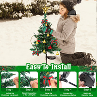 Ourwarm 2 Sets Solarbetriebene Umweltfreundliche Filzstoff-Weihnachtsbäume für den Außenbereich Mehrfarbige C6-Lichterketten-Dekoration