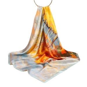 Écharpe en soie haut de gamme Sense 90 pour femme, grande carrée, imprimée, douce, protection solaire, nouveau style, en crêpe satiné uni de soie de mûrier, idéale pour l'été - Product Image 5