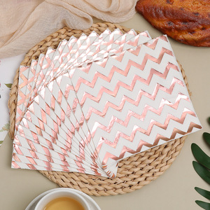 Hanlin Gold Foil Wavy Pattern Paper Napkins 330mm Square Disposable Wedding Tableware - Product Image 4