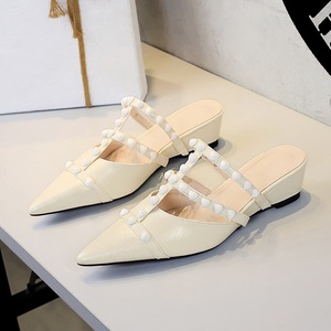 Zapatos de Tacón Alto con Punta Puntiaguda y Color Sólido para Mujer, Sandalias de Perlas, Sencillas y Cómodas - Product Image 3