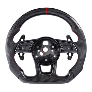 Volant pour <span class=keywords><strong>Audi</strong></span> B9/B8/S3/A7/A5/A4/C7/A3/Q3/A6/C6/<span class=keywords><strong>TT</strong></span>/S4/RS5/RS3/R8/Q5/S5/A8 - Design <span class=keywords><strong>sport</strong></span> en fibre de carbone et cuir - Product Image 2