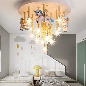 Lampadario a Giostra per <span class=keywords><strong>Cameretta</strong></span> dei Bambini Stile Cartone Animato, Illuminazione Creativa per Stanza di Bambino o Bambina Principessa, Camera da Letto Nordica Minimalista - Product Image 5