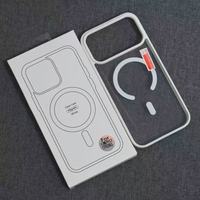 Coque arrière transparente givrée avec aimant pour iPhone 17 Pro Max, prix de gros, en TPU et PC, compatible iPhone 16, 15, 14, 13