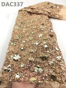 Sang Trọng Sequins Thêu Lưới Ren Lớn <span class=keywords><strong>Sequin</strong></span> Hoa Thêu Vải Ren Vải Cho Phụ Nữ Vải - Product Image 2