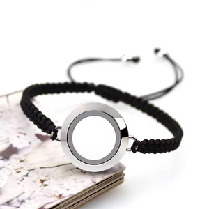 <span class=keywords><strong>Pulsera</strong></span> de ceniza con medallón de memoria viva para mujer, medallón de tornillo giratorio de acero inoxidable, abalorio flotante con urna de cordón ajustable - Product Image 5