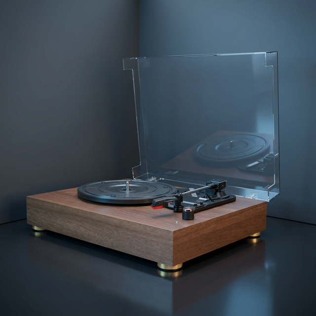 Belt Drive Record Player with Adjustable Counterweight for Audiophile Grade Sound Performance