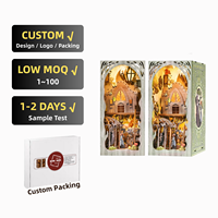 Kit de construction de maison en bois écologique avec lumières LED pour la décoration d'étagères, jouet miniature DIY