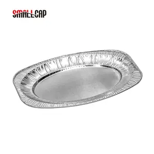 Bandeja ovalada desechable para servicio de fiesta, recipiente de aluminio ovalado de 14 pulgadas, POLMISEK OWALNY, para Europa árabe, Reino Unido, OV14