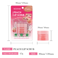Persik Blueberry semangka 3 rasa Scrub bibir perawatan bibir alami pengelupasan pencerah 15g Label pribadi OEM MOOYAM Scrub bibir