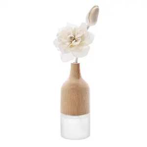 Creatieve Houten Fles Reed Diffuser 30Ml Essentiële Olie Gift Set Rotan Aromatherapie