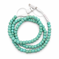 Câble de charge perlé turquoise clair 4-en-1 multi-connecteurs, cordon de chargeur de téléphone USB Type C pour iPhone et Android
