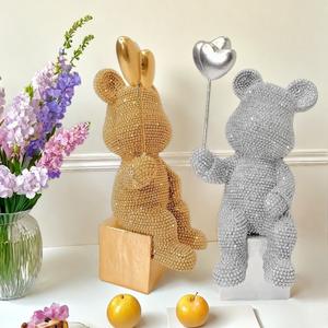 Nouvelle figurine en résine époxy en forme d'ours ballon, art populaire sculpté, pour salon, entrée, cave à vin, vacances - Product Image 3