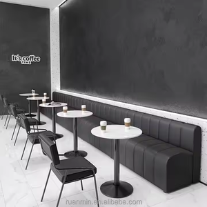Ristorante su misura panca senza schienale <span class=keywords><strong>stile</strong></span> <span class=keywords><strong>industriale</strong></span> Coffee Shop tavolo da pranzo e sedia a muro nero stand sofà set - Product Image 1