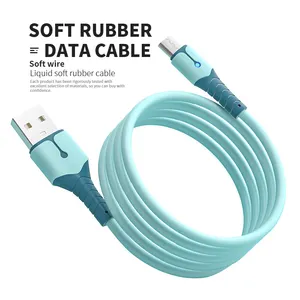 Silicone líquido com luz Super Fast Charger Data Cable Micro Usb Tipo C Cabo do carregador do telefone para Android Phone para Iphone