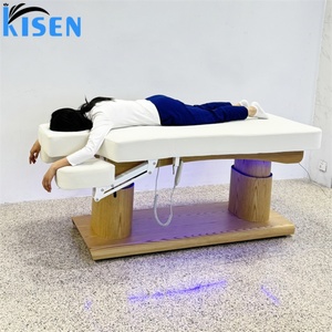 Kisen Fashion Grain Wooden Style Beauty <b>Bed</b> Luxury Electric Adjustable <b>Lash</b> Chair Thai Massage <b>Table</b> Multi-motor Furniture - Product Image 6