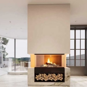 <span class=keywords><strong>Chimenea</strong></span> Moderna de Leña de 3 Lados con <span class=keywords><strong>Puerta</strong></span> Corredera de Acero, <span class=keywords><strong>Chimenea</strong></span> Empotrada para Interiores, para Sala de Estar, Hotel, Villa - Product Image 2