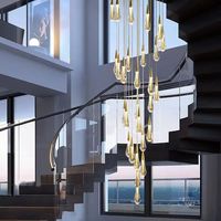 Lustres suspendus en verre doré en forme de goutte de pluie Zeal Lighting pour salle à manger de luxe, villa, escalier