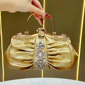 Fashion Ruched Rhinestone Floral Evening Bag Luxury Women's tote bags <b>Wedding</b> Party Formal <b>Clutch</b> Chain Strap handbags for women - Product Image 2