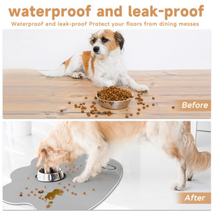Tapete Ovalado de Cuero Lavable para Mascotas, Alfombra Antisalpicaduras para Comida de Perros y Gatos, Tamaños 35x50, 45x60, 50x70 - Product Image 3