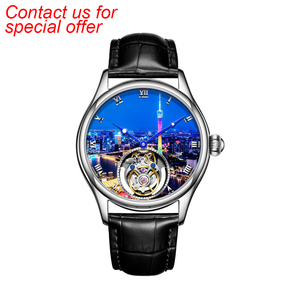 Montre Tourbillon OEM Personnalisée avec Cadran Paysage Urbain et Verre Saphir - Product Image 2